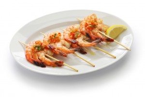 Brochette de crevettes à l'huile de coco